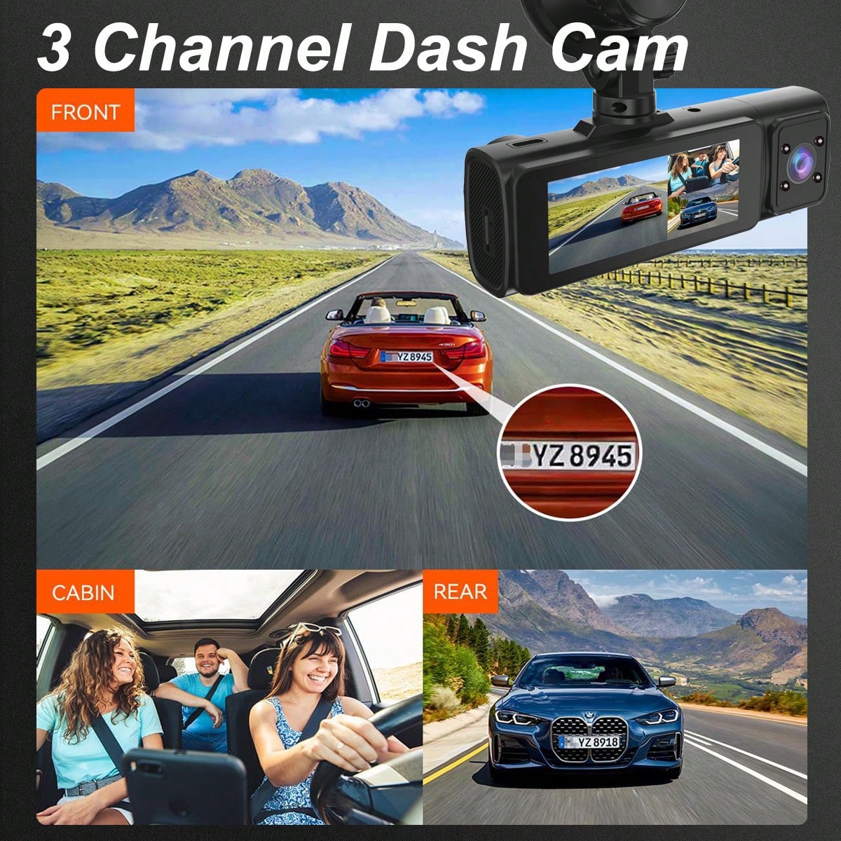 1pc,Dash Cam Front And Inside,Dash Camera For Cars, 1080P FHD DVR Car Dashboard Camera,With Loop Recording,3.2 Inch Display,Not Included SD Card