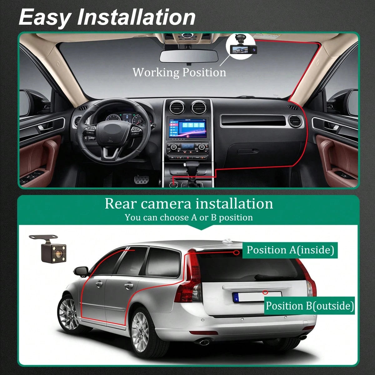 1pc,Dash Cam Front And Inside,Dash Camera For Cars, 1080P FHD DVR Car Dashboard Camera,With Loop Recording,3.2 Inch Display,Not Included SD Card