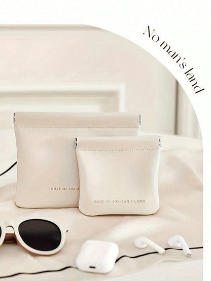 1pc Data Cable Storage Bag, Auto-Locking, Portable Earphone, Charger, Lipstick Organizer Bag, Compact Travel Cable Management Pouch (No Divider, Small Size)