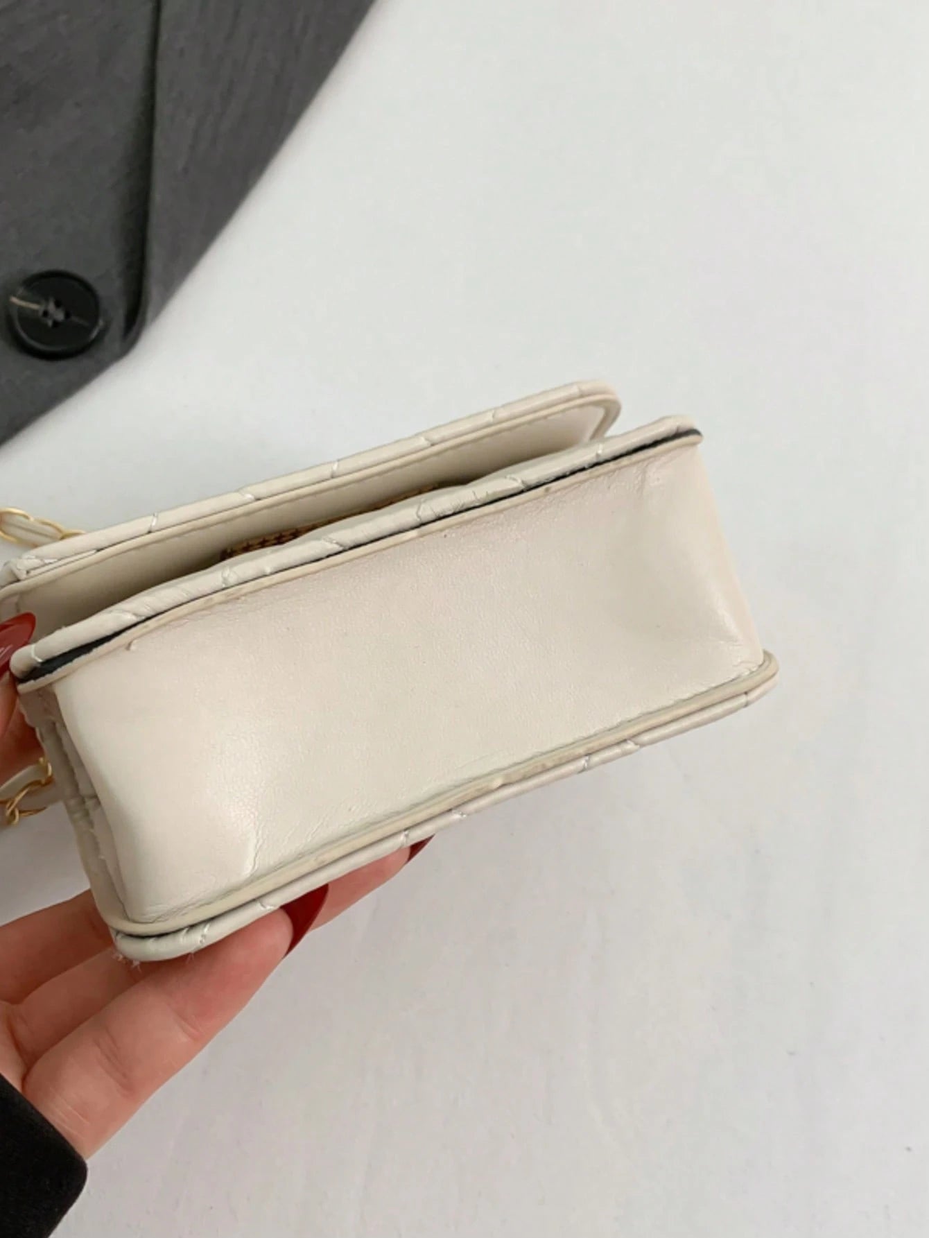 1pc Diamond Chain Small Bag Girl's Crossbody Bag Fashionable Mini Embroidery Simple Shoulder Small Square Bag, Pu Material Lock Closure, Suitable For Girls' Daily Use, Attending Parties, Shopping, Fas