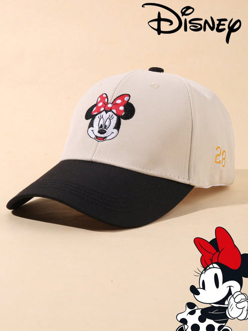 1pc Disney Official Licensed Mickey & Minnie Embroidered Baseball Cap, Adjustable, Sun Protection, Casual Hat, Travel Beach Y2K Style Cartoon Cap