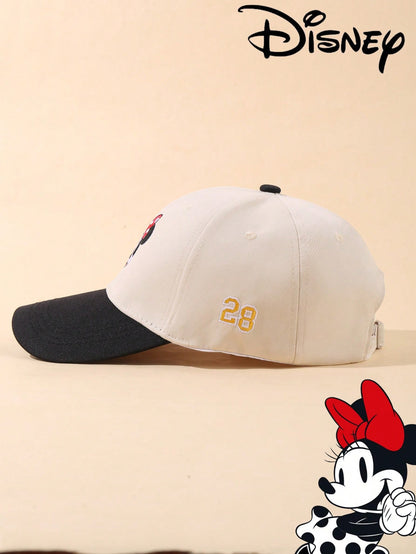 1pc Disney Official Licensed Mickey & Minnie Embroidered Baseball Cap, Adjustable, Sun Protection, Casual Hat, Travel Beach Y2K Style Cartoon Cap