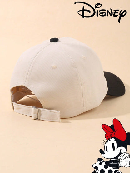 1pc Disney Official Licensed Mickey & Minnie Embroidered Baseball Cap, Adjustable, Sun Protection, Casual Hat, Travel Beach Y2K Style Cartoon Cap