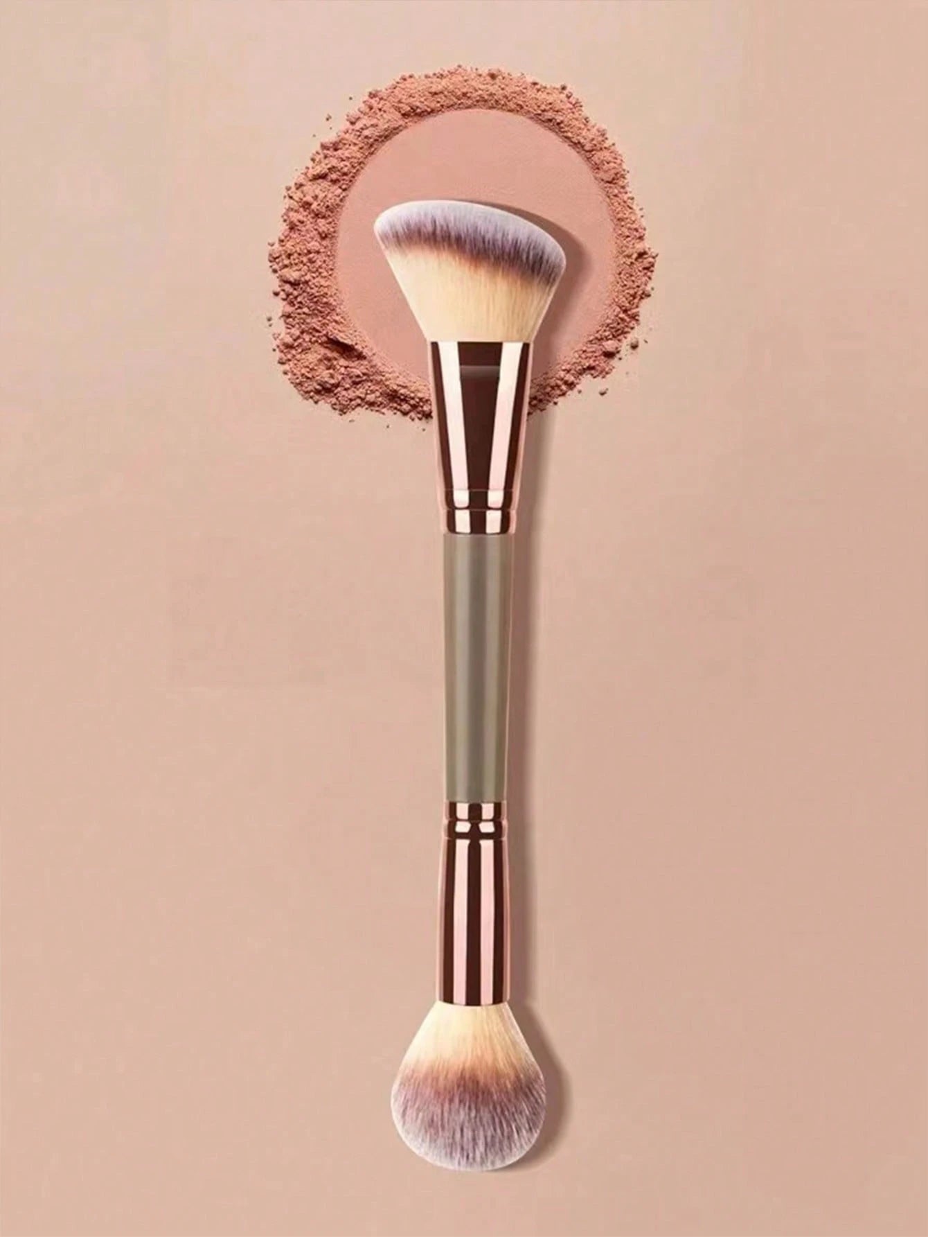 1pc Double-Ended Makeup Brush- Contour & Blush Brush, Super Soft & Smooth Application,Brush Set,Makeup Brush Kit,Make Up Brush Set,Make Up Set Complete,Makeup Brush Set,Complete Makeup Kit,Brush Kit