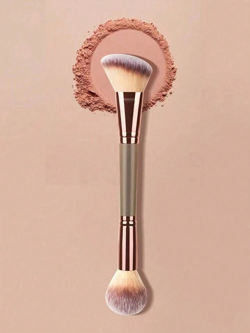1pc Double-Ended Makeup Brush- Contour & Blush Brush, Super Soft & Smooth Application,Brush Set,Makeup Brush Kit,Make Up Brush Set,Make Up Set Complete,Makeup Brush Set,Complete Makeup Kit,Brush Kit