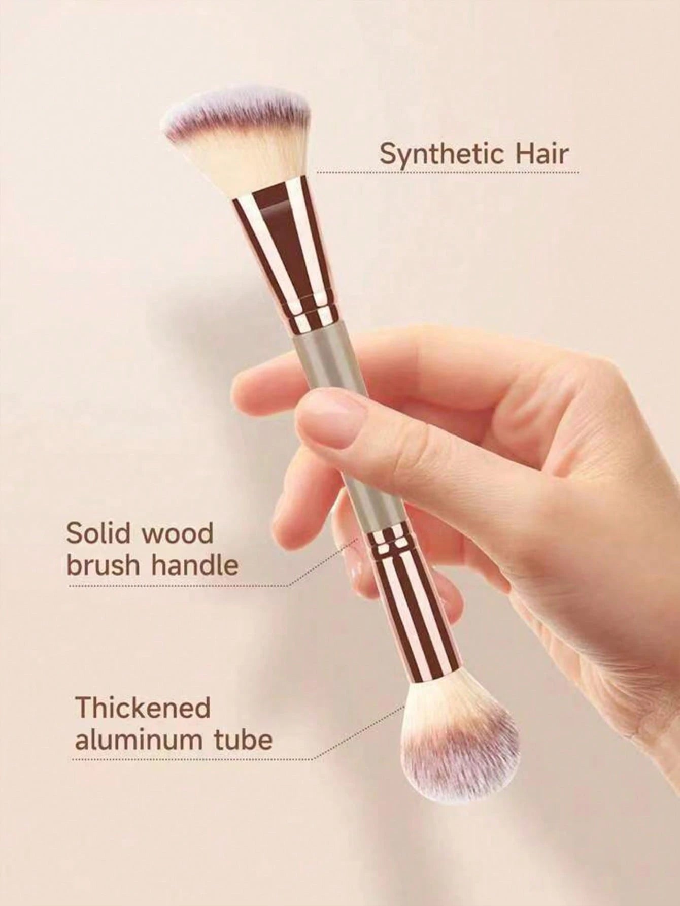 1pc Double-Ended Makeup Brush- Contour & Blush Brush, Super Soft & Smooth Application,Brush Set,Makeup Brush Kit,Make Up Brush Set,Make Up Set Complete,Makeup Brush Set,Complete Makeup Kit,Brush Kit