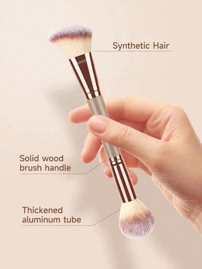 1pc Double-Ended Makeup Brush- Contour & Blush Brush, Super Soft & Smooth Application,Brush Set,Makeup Brush Kit,Make Up Brush Set,Make Up Set Complete,Makeup Brush Set,Complete Makeup Kit,Brush Kit