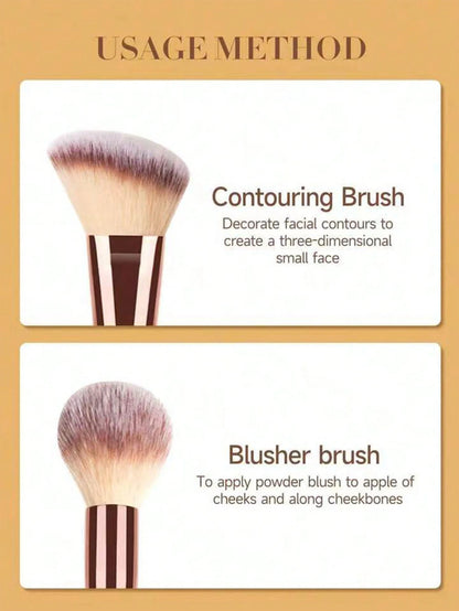 1pc Double-Ended Makeup Brush- Contour & Blush Brush, Super Soft & Smooth Application,Brush Set,Makeup Brush Kit,Make Up Brush Set,Make Up Set Complete,Makeup Brush Set,Complete Makeup Kit,Brush Kit