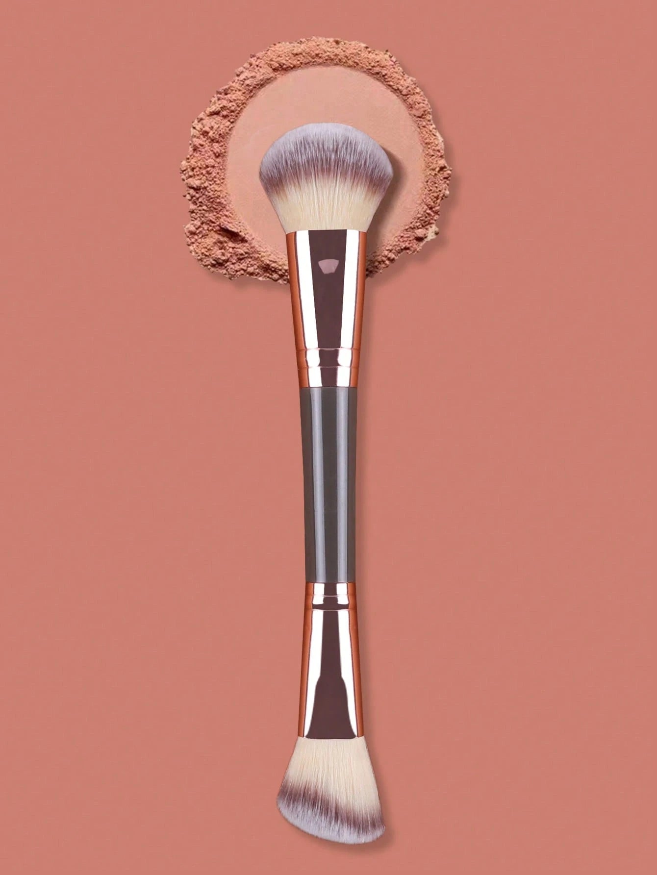 1pc Double-Ended Makeup Brush- Contour & Blush Brush, Super Soft & Smooth Application,Brush Set,Makeup Brush Kit,Make Up Brush Set,Make Up Set Complete,Makeup Brush Set,Complete Makeup Kit,Brush Kit