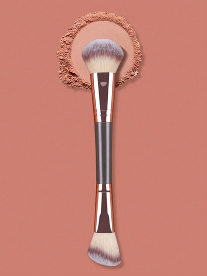 1pc Double-Ended Makeup Brush- Contour & Blush Brush, Super Soft & Smooth Application,Brush Set,Makeup Brush Kit,Make Up Brush Set,Make Up Set Complete,Makeup Brush Set,Complete Makeup Kit,Brush Kit