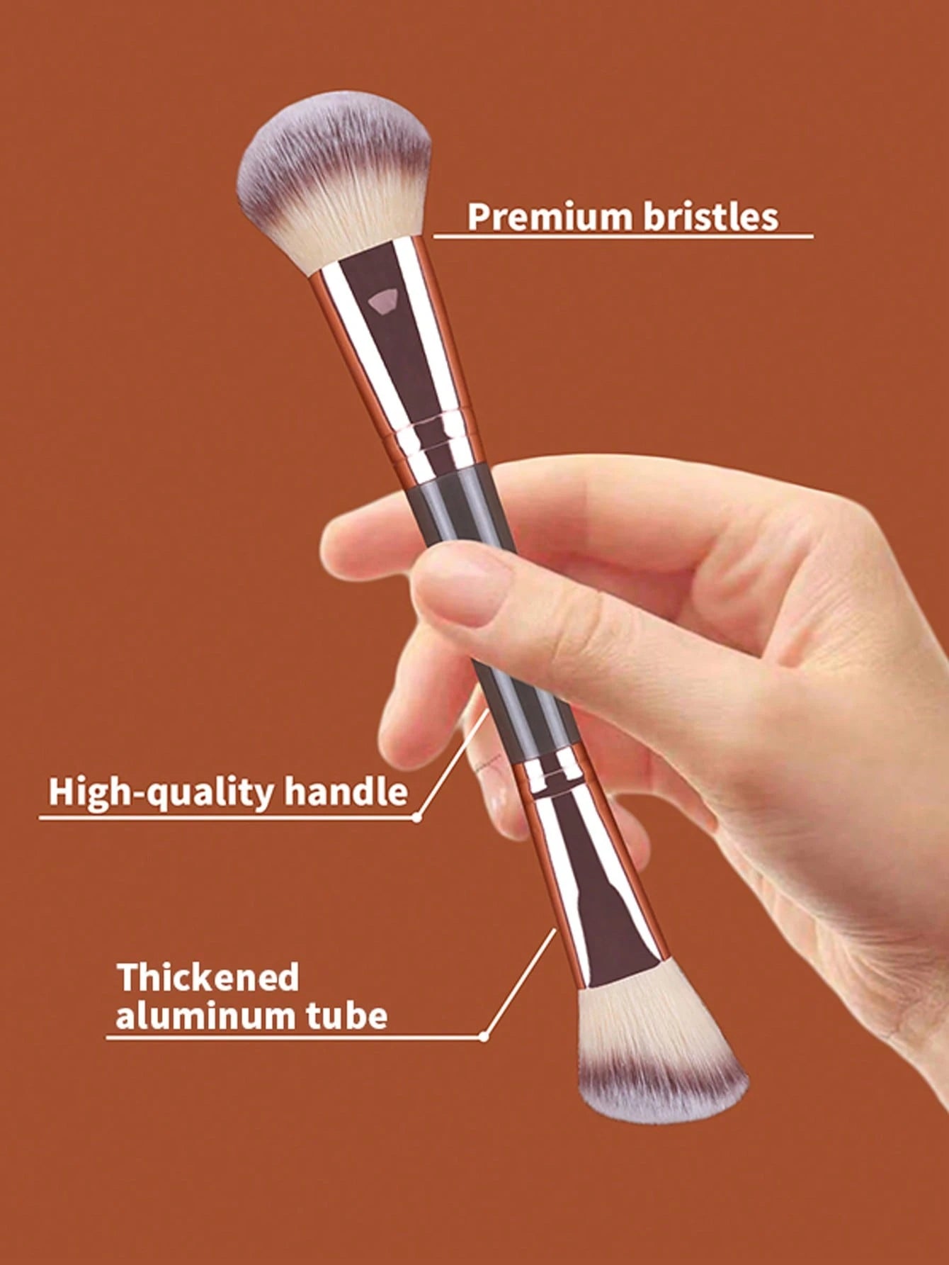 1pc Double-Ended Makeup Brush- Contour & Blush Brush, Super Soft & Smooth Application,Brush Set,Makeup Brush Kit,Make Up Brush Set,Make Up Set Complete,Makeup Brush Set,Complete Makeup Kit,Brush Kit
