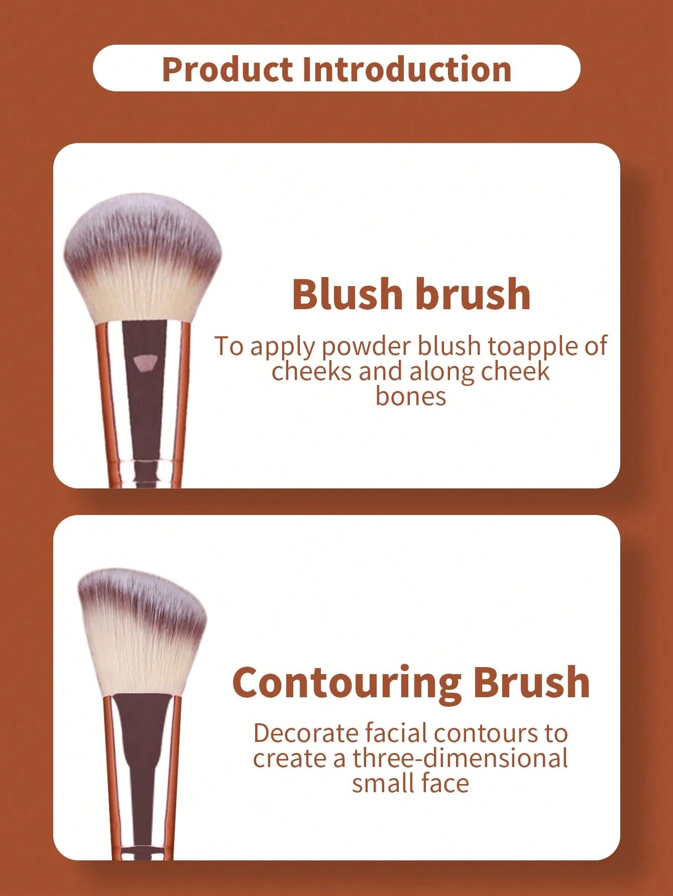 1pc Double-Ended Makeup Brush- Contour & Blush Brush, Super Soft & Smooth Application,Brush Set,Makeup Brush Kit,Make Up Brush Set,Make Up Set Complete,Makeup Brush Set,Complete Makeup Kit,Brush Kit