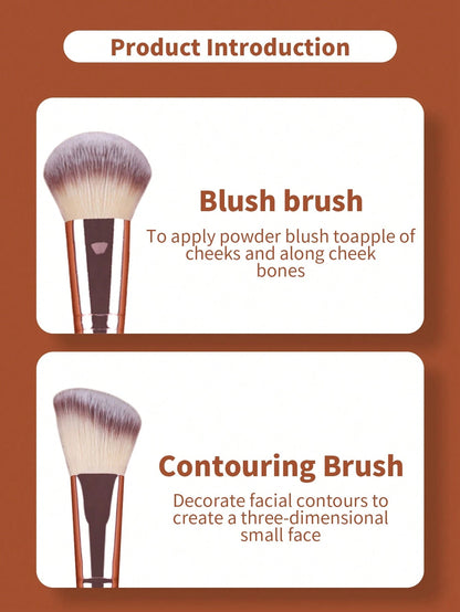 1pc Double-Ended Makeup Brush- Contour & Blush Brush, Super Soft & Smooth Application,Brush Set,Makeup Brush Kit,Make Up Brush Set,Make Up Set Complete,Makeup Brush Set,Complete Makeup Kit,Brush Kit