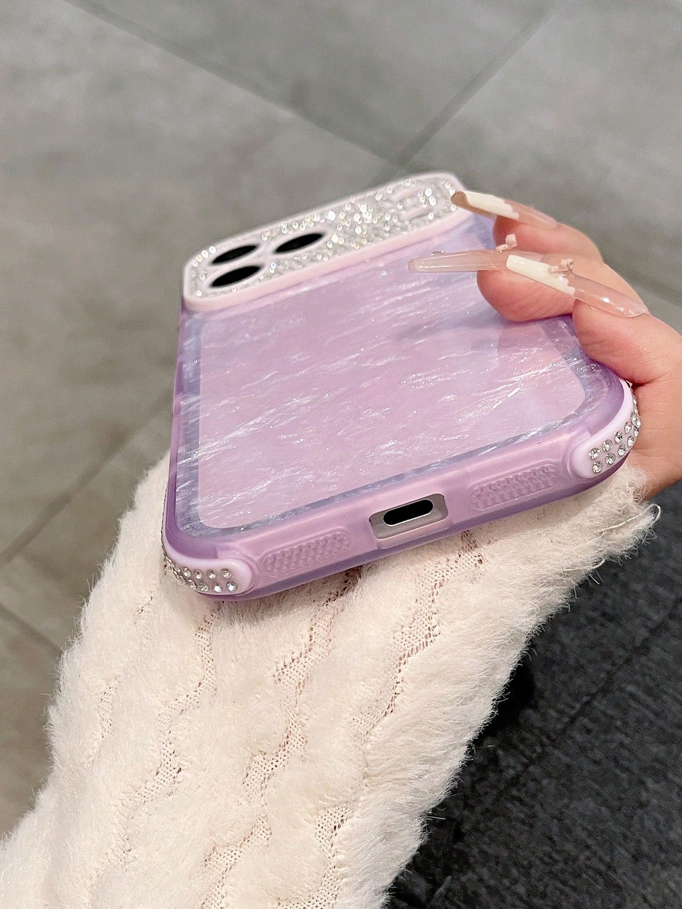 1pc Dual-Color Rhinestone Gilded Shell + Full Rhinestone Large Window Phone Case Compatible With Iphone 17pm, Full Coverage For Apple 16pm, 15
