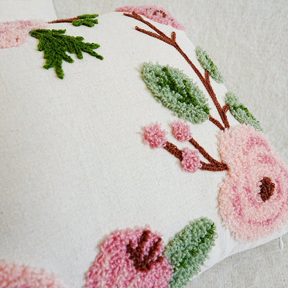 1pc Elegant Embroidered Floral Throw Pillow Cover- Versatile For Any Room, Machine Washable, Zip Closure