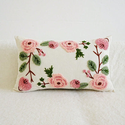 1pc Elegant Embroidered Floral Throw Pillow Cover- Versatile For Any Room, Machine Washable, Zip Closure