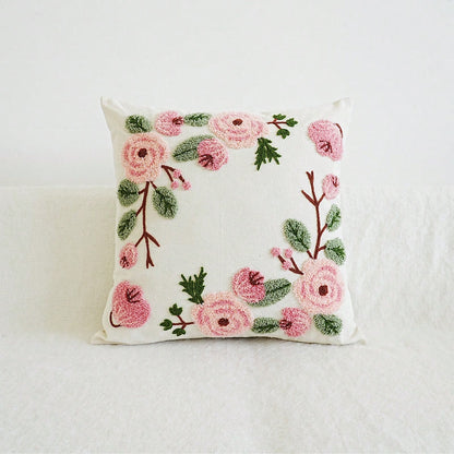 1pc Elegant Embroidered Floral Throw Pillow Cover- Versatile For Any Room, Machine Washable, Zip Closure
