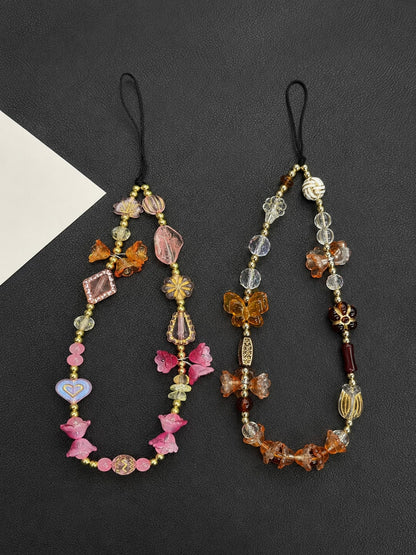 1pc Exotic Lily Flower Phone Lanyard, Fashionable Wrist Decor, Phone Case Chain, Beaded Keychain, Suitable For Outdoor, Travel, Shopping, Great Gift For Mother, Family, Friends, Birthday, Holiday Comp