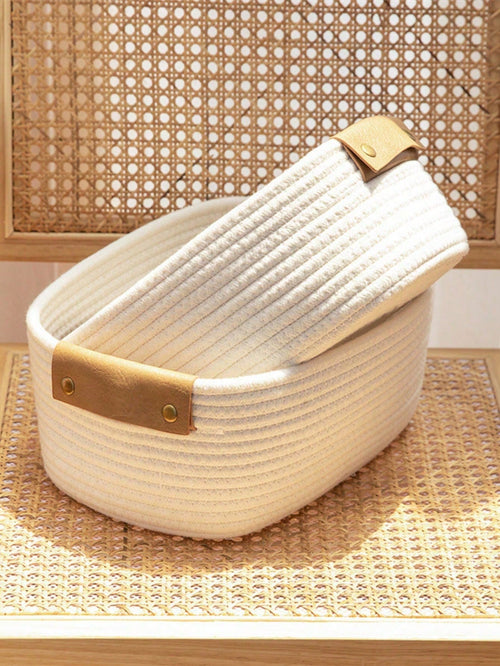 1pc Fabric Storage Basket, Suitable For Organizing Nursery And Gift Shop Toys, Bedding; Coastal Seagrass Woven Storage Basket; Bohemian Style Storage Basket; Natural Mixed Flower Pot, Suitable For Bea
