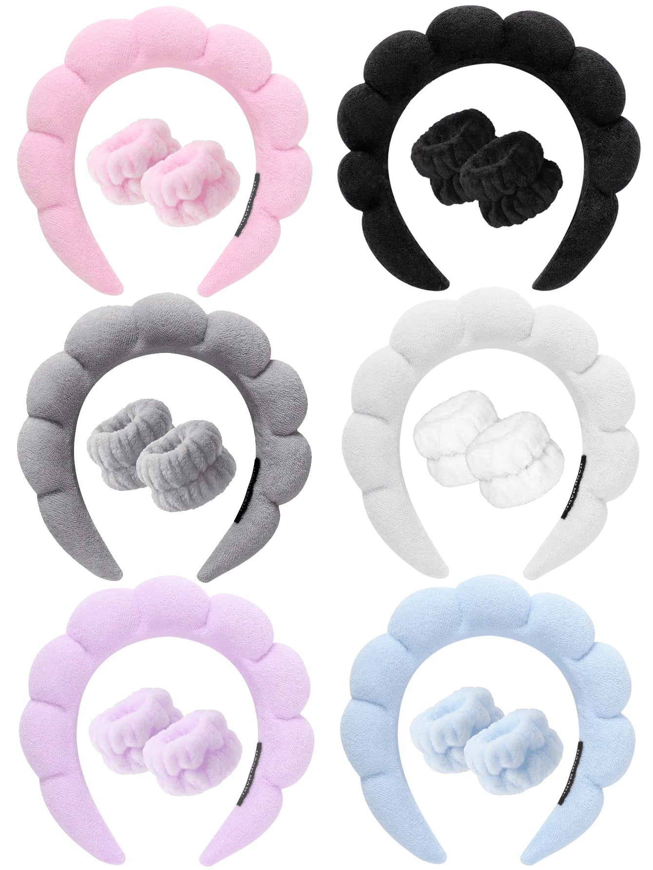1pc Face Wash Headband/ 2pcs Face Wash Wristbands/ 3sets Spa Headbands, Makeup Headbands, Face Wash Headbands, Skincare Headbands, Pink Plush Plush Sponge Headbands, Bows, Bubbles, Women And Girls H