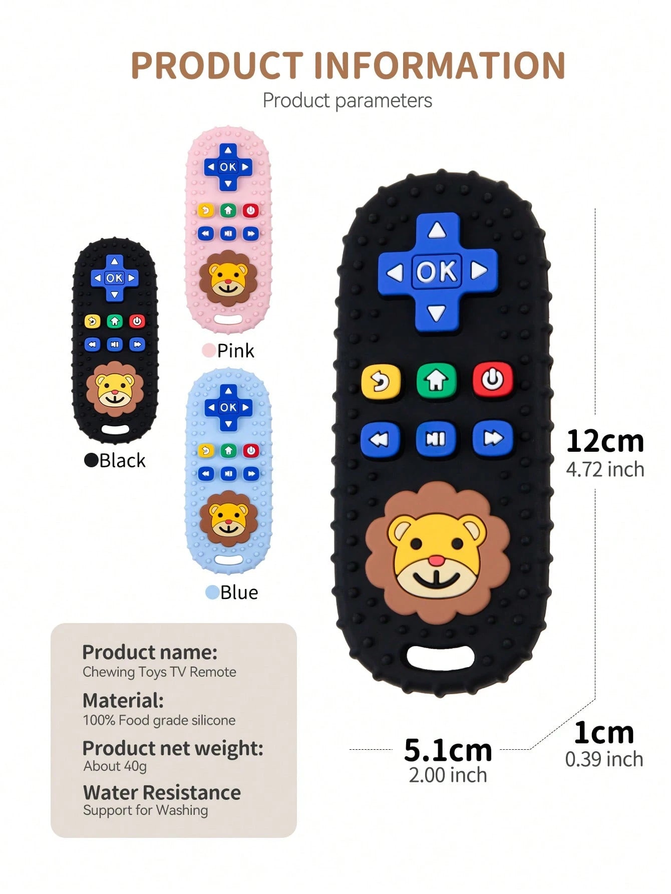 1pc Fake TV Remote Control Teether, Silicone Chewing Toy, Educational Teething Toy For 6-12 Month Infants