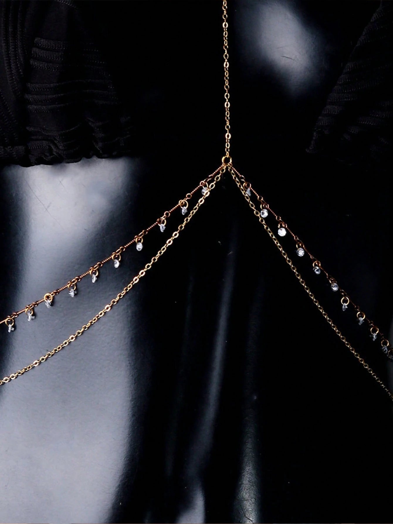1pc Fashionable Sexy Crystal Embellished Halter Waist Beachwear Body Chain, Suitable For Party, Beach, Holiday Gift, Boho