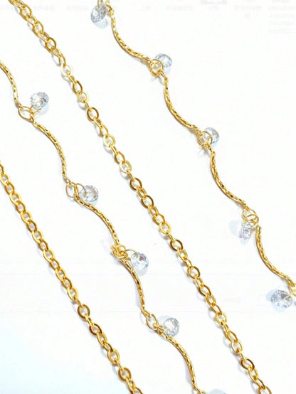 1pc Fashionable Sexy Crystal Embellished Halter Waist Beachwear Body Chain, Suitable For Party, Beach, Holiday Gift, Boho