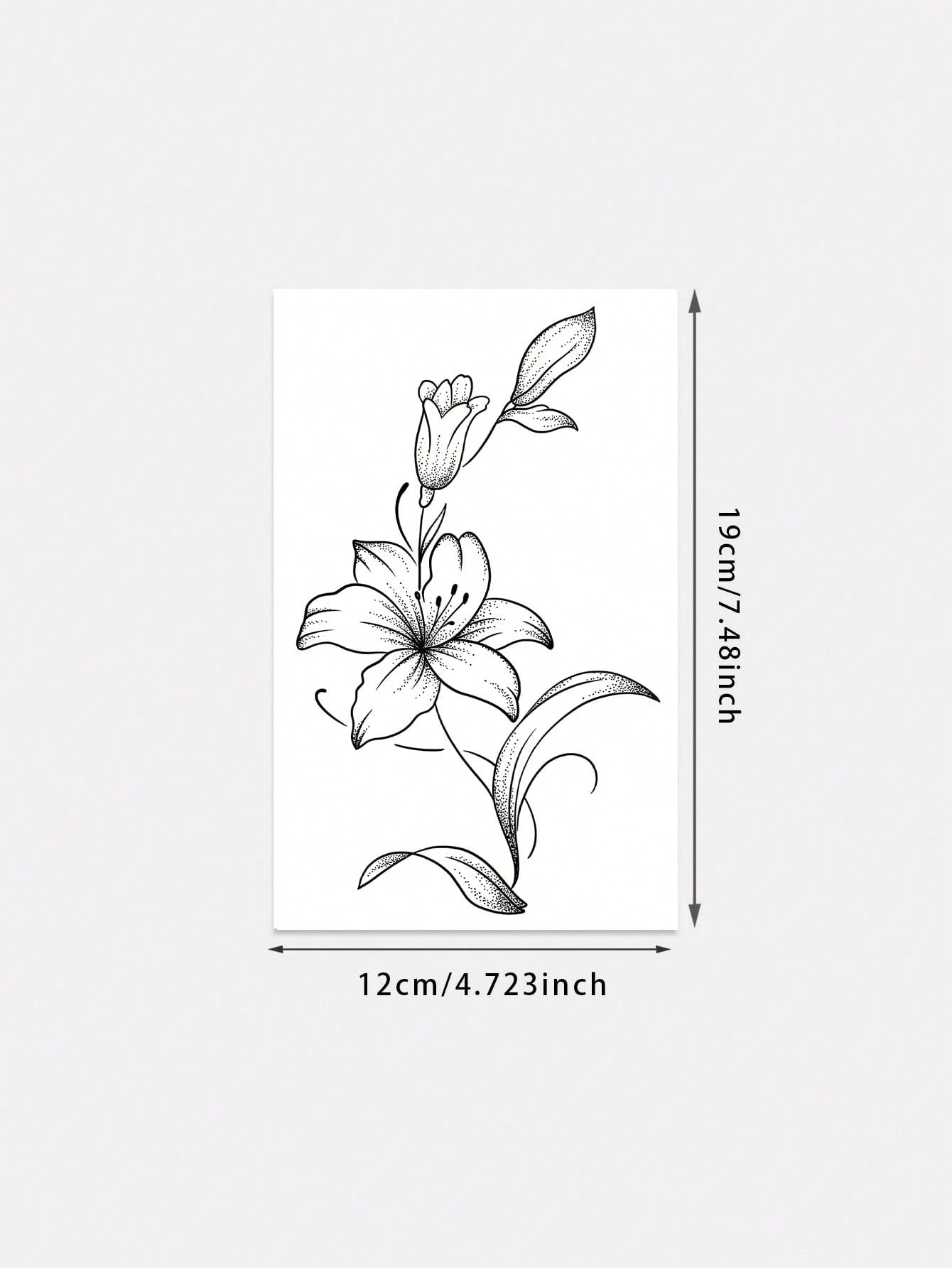 1pc Fashionable Waterproof Lily Flower Line Tattoo Sticker, Side Waist Fresh Floral Vine Pattern Fake Temporary Tattoo Suitable For People,Sketch Style