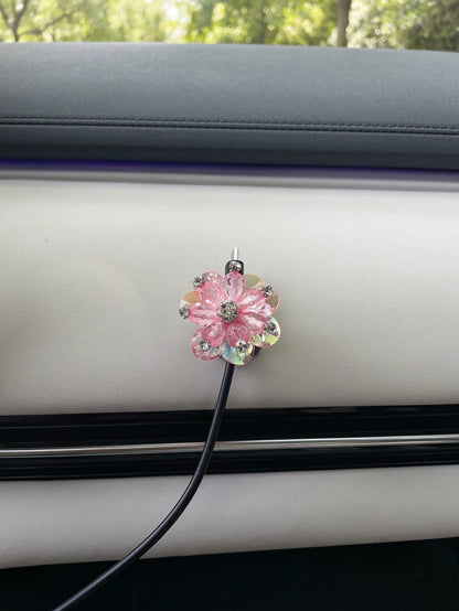1PC Faux Crystal Bead Car Dashboard Data Cable Organizer Magnetic Cable Management Clip (Charging Cable Not Included)