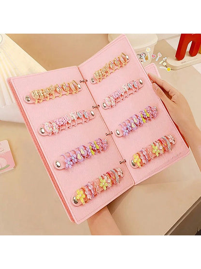 1PC Felt Loose-Leaf Booklet Design Organizer For Hair Clips,Hair Bows, Portable Travel Organizer For Hair Accessory(Exclude Hair Accessory).Ideal Gift