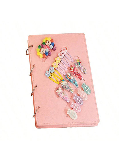 1PC Felt Loose-Leaf Booklet Design Organizer For Hair Clips,Hair Bows, Portable Travel Organizer For Hair Accessory(Exclude Hair Accessory).Ideal Gift