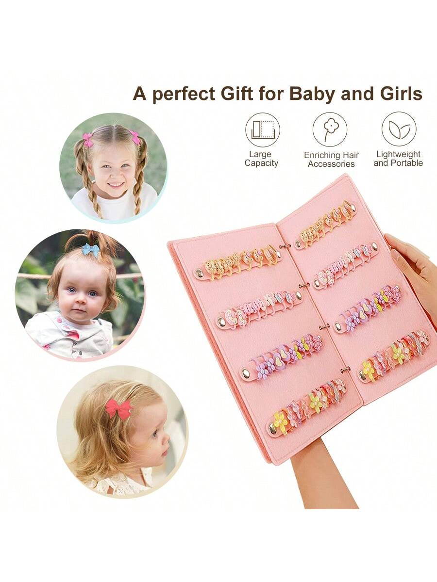 1PC Felt Loose-Leaf Booklet Design Organizer For Hair Clips,Hair Bows, Portable Travel Organizer For Hair Accessory(Exclude Hair Accessory).Ideal Gift