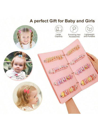 1PC Felt Loose-Leaf Booklet Design Organizer For Hair Clips,Hair Bows, Portable Travel Organizer For Hair Accessory(Exclude Hair Accessory).Ideal Gift