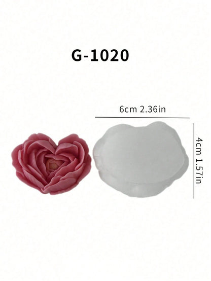 1pc Floral Handmade Soap Silicone Mold, Heart Flower Rose Candle Wax Mold For DIY