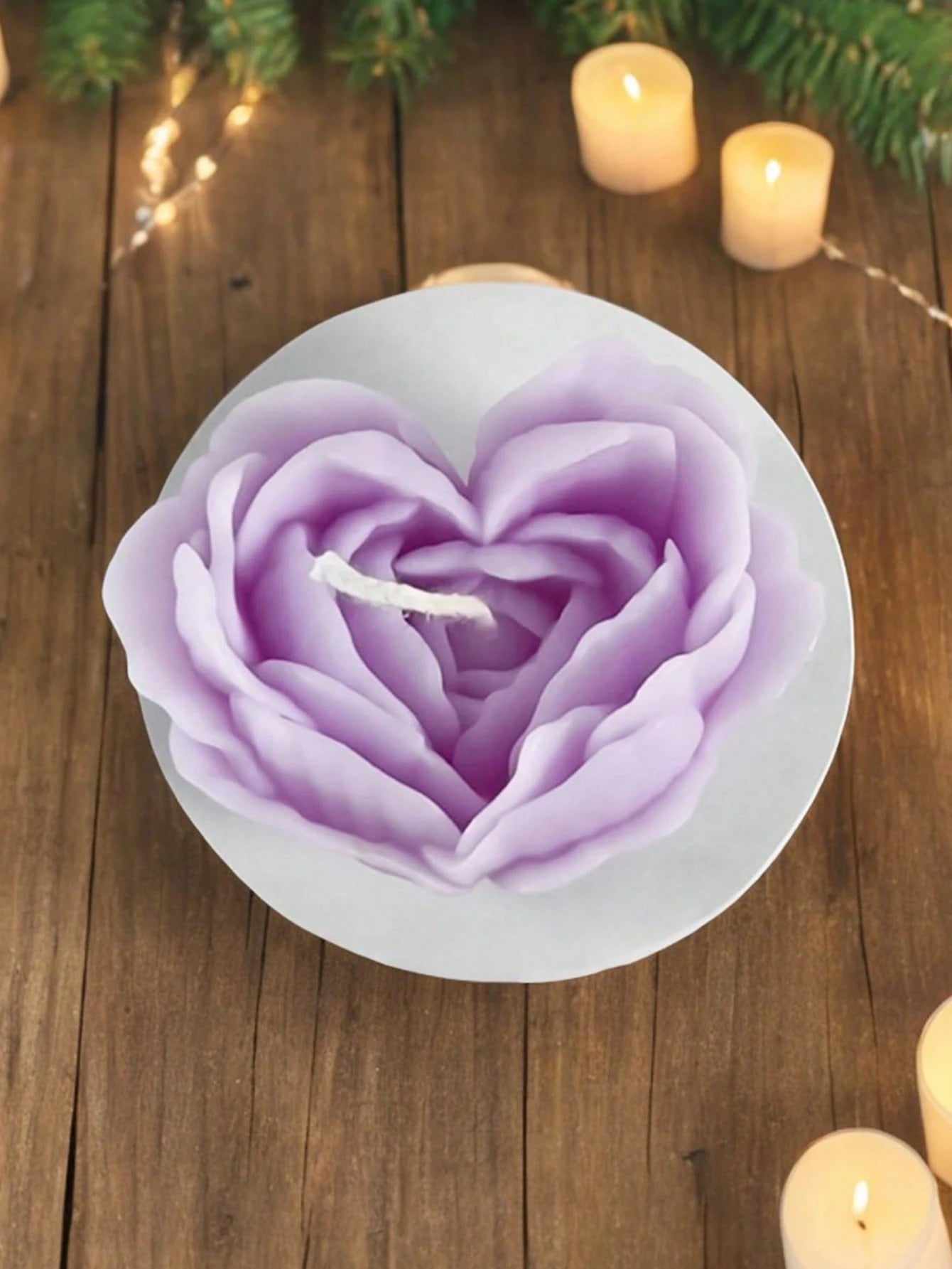1pc Floral Handmade Soap Silicone Mold, Heart Flower Rose Candle Wax Mold For DIY