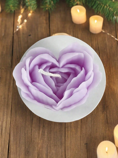 1pc Floral Handmade Soap Silicone Mold, Heart Flower Rose Candle Wax Mold For DIY