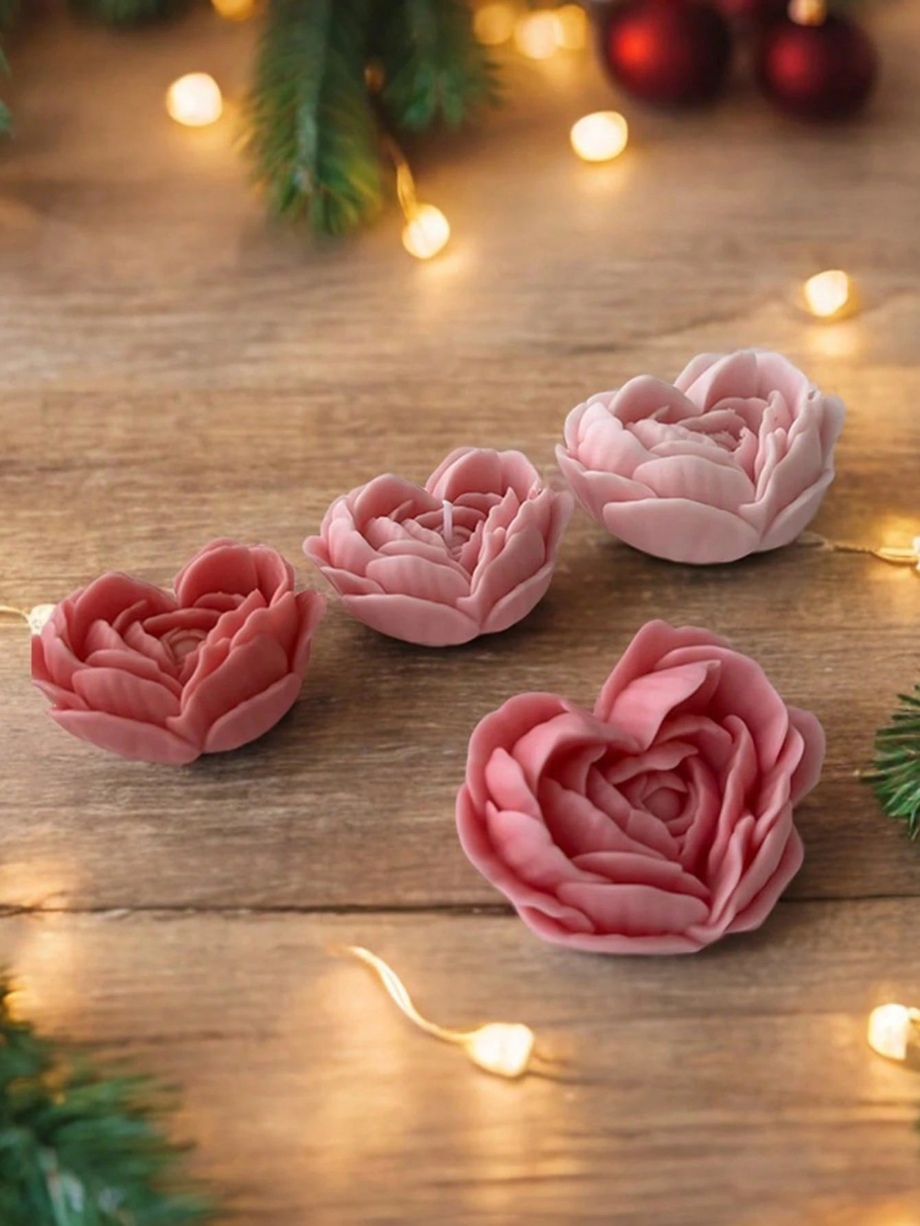 1pc Floral Handmade Soap Silicone Mold, Heart Flower Rose Candle Wax Mold For DIY