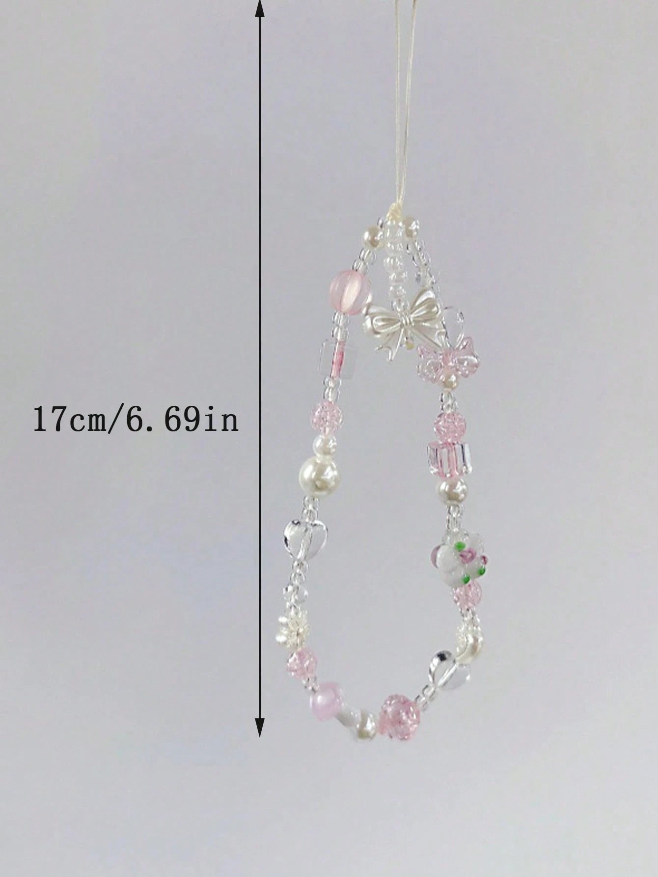 1pc Flower Bow Crystal Beaded Wrist Strap, Phone Lanyard, Suitable For CCD Camera Strap, Key Chain, Bag Charm, Phone Anti-Drop Lanyard Gifts For Mother, Family, Friends, Birthday, Holiday Phone Charm