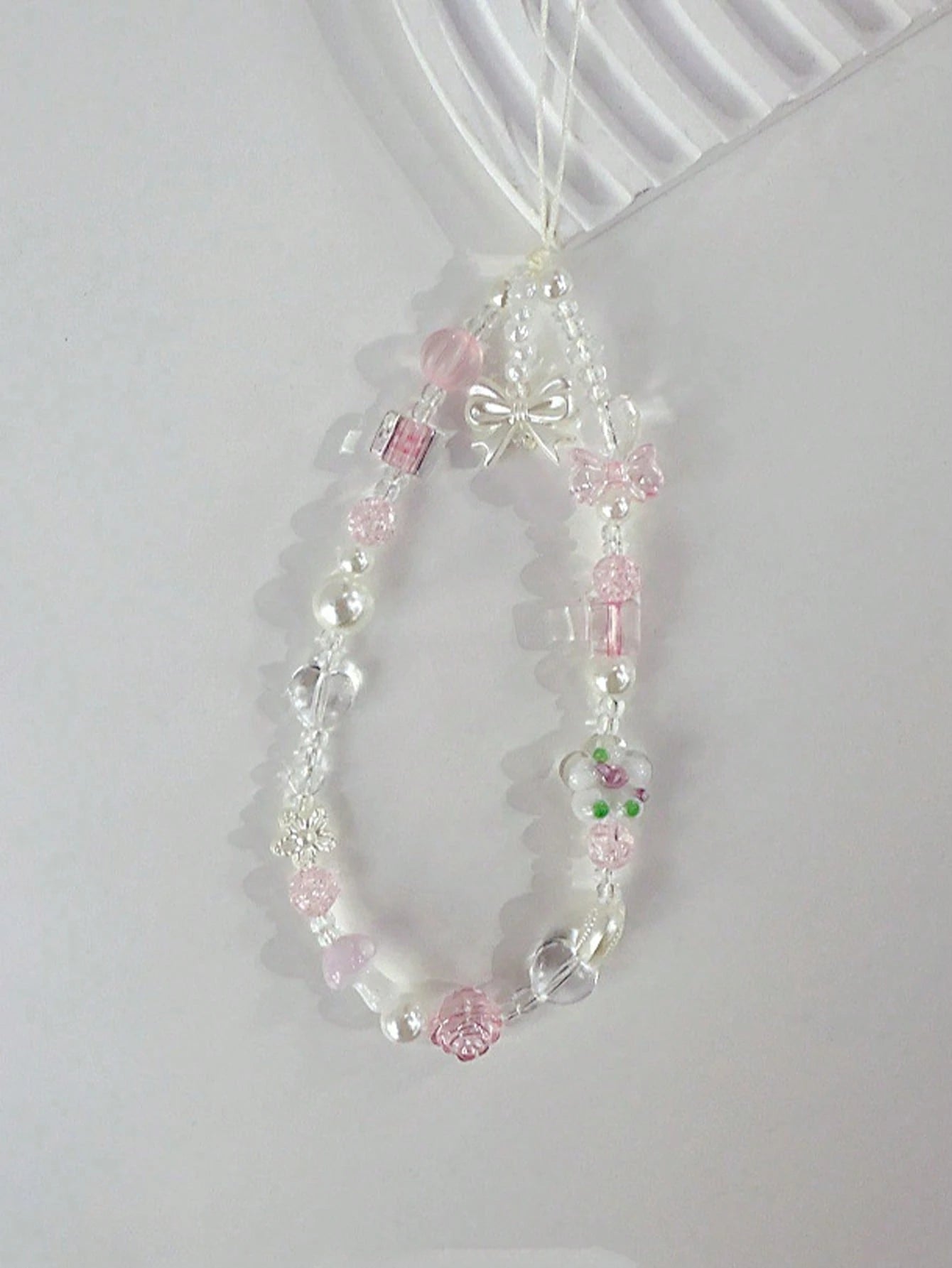 1pc Flower Bow Crystal Beaded Wrist Strap, Phone Lanyard, Suitable For CCD Camera Strap, Key Chain, Bag Charm, Phone Anti-Drop Lanyard Gifts For Mother, Family, Friends, Birthday, Holiday Phone Charm