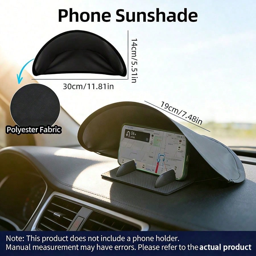 1pc Foldable Car Dashboard Sun Shade, Phone Sun Visor Protector,Effectively Blocks Sunlight, Easy To Install, High-Quality Material, Practical For Summer Driving, Suitable For Travel And Camping