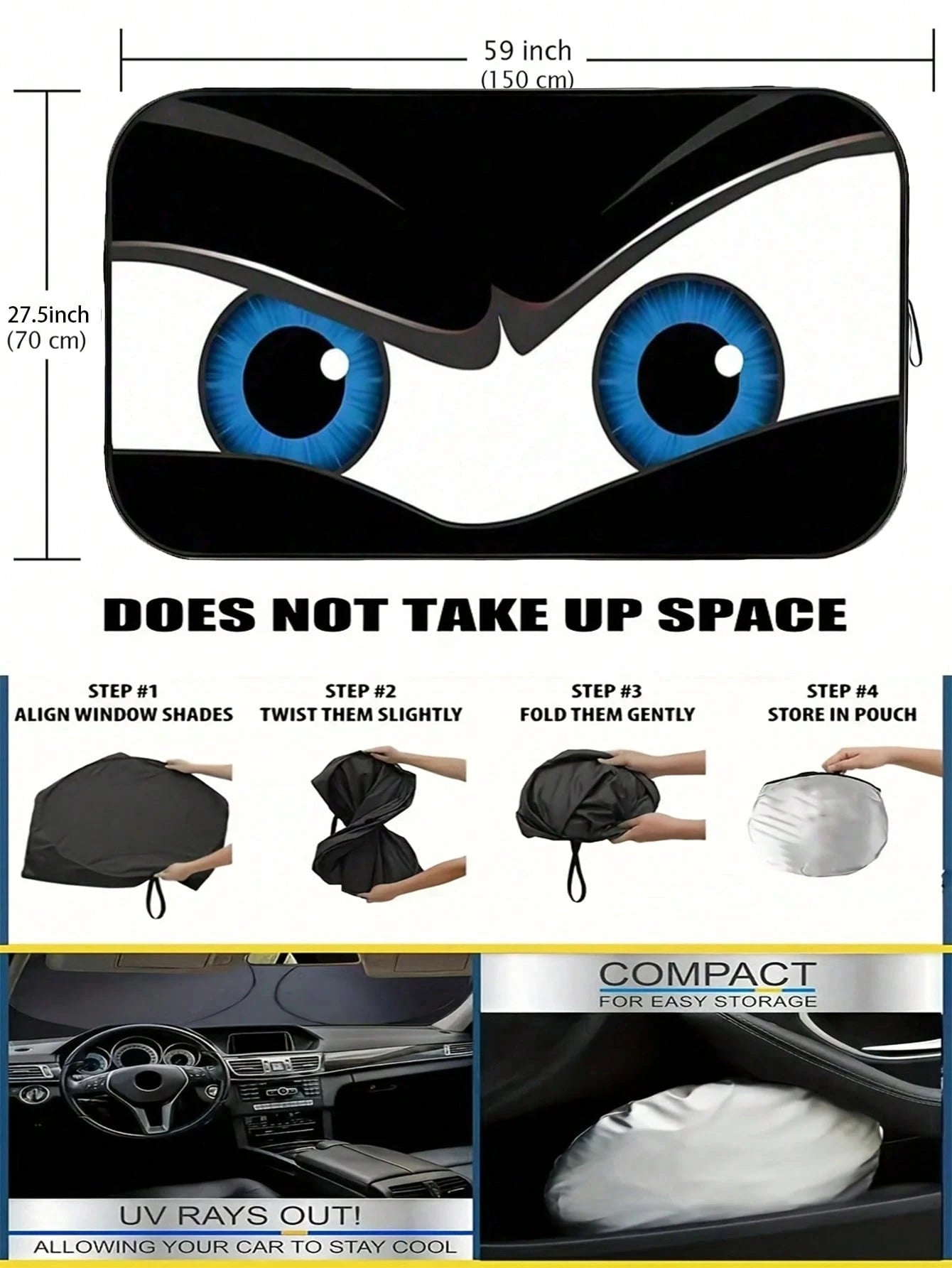 1pc Foldable Car Windshield Sun Shade, Blocks UV Rays And Keeps Vehicle Cool, Fits Most Car Models, Summer