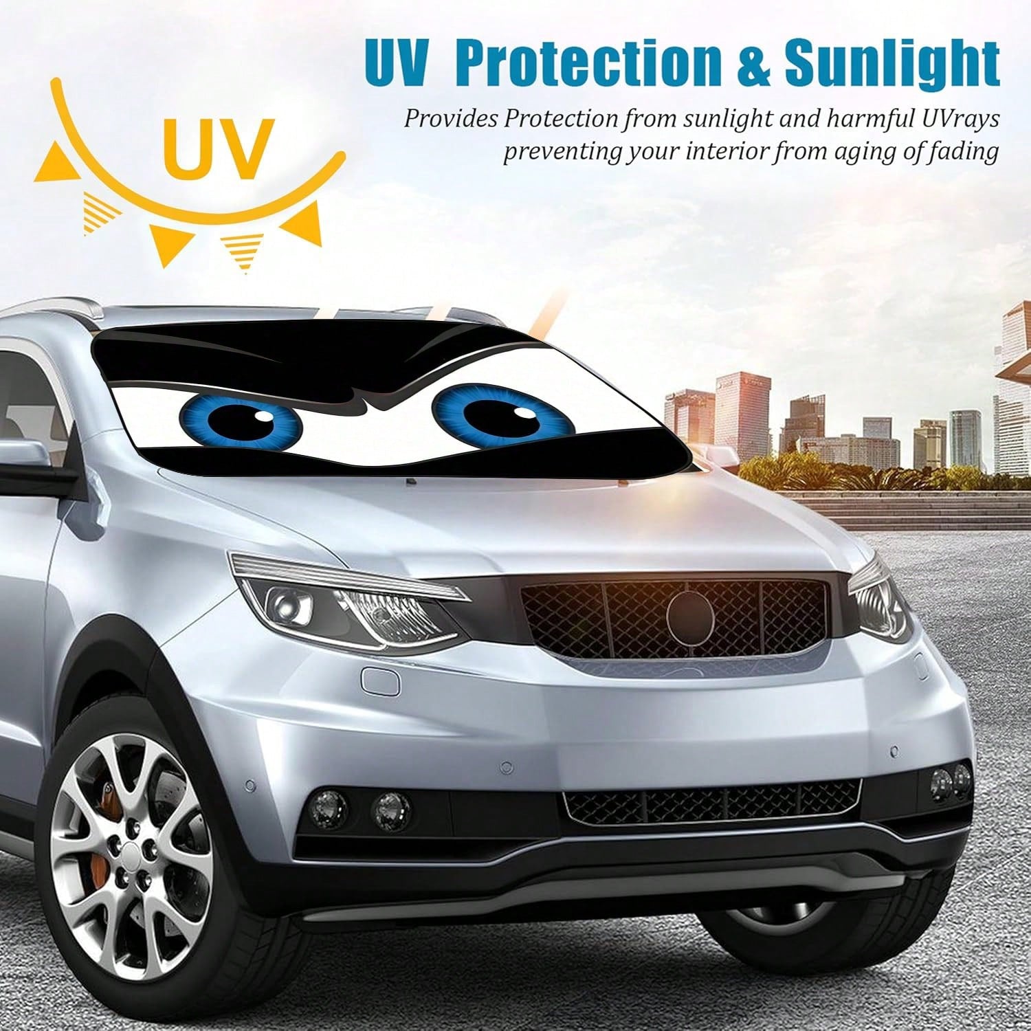 1pc Foldable Car Windshield Sun Shade, Blocks UV Rays And Keeps Vehicle Cool, Fits Most Car Models, Summer
