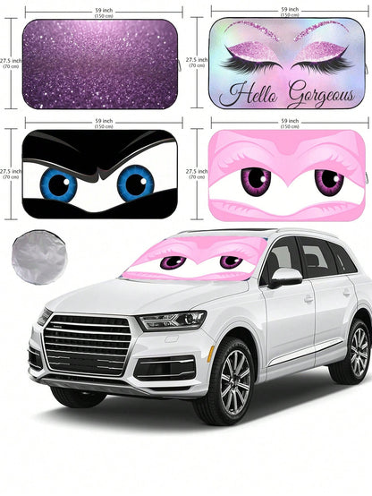 1pc Foldable Car Windshield Sun Shade, Blocks UV Rays And Keeps Vehicle Cool, Fits Most Car Models, Summer