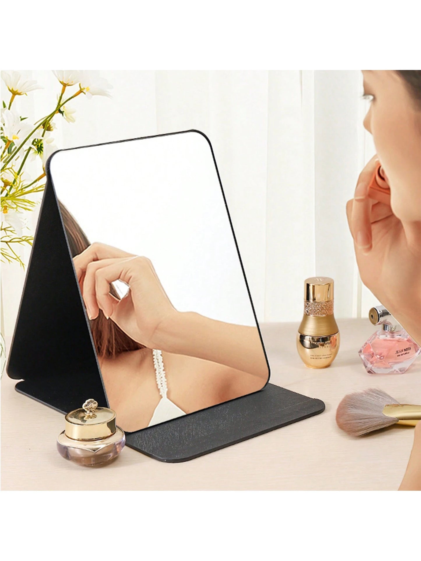 1pc Foldable Portable Tabletop Hd Princess Makeup Mirror For Student Dormitory Small Size, Vanity Mirror, Living Room Home Bedroom Bathroom House Decor, Travel Stuff, Wedding, Party, Birthday, Gifts F