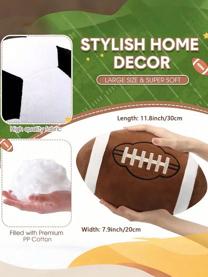 1pc Football Throw Pillow, Sofa Cushion, Football Basketball Round Soft Pillow, Bedroom Decor, Room Decor, Party Gift, Outdoor Garden Cushions, Summervibes, Thanksgiving Halloween Gifts