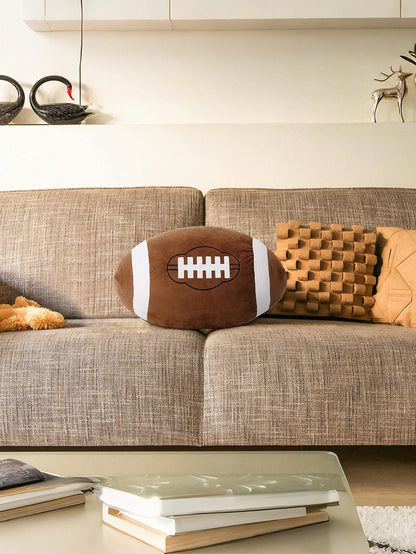 1pc Football Throw Pillow, Sofa Cushion, Football Basketball Round Soft Pillow, Bedroom Decor, Room Decor, Party Gift, Outdoor Garden Cushions, Summervibes, Thanksgiving Halloween Gifts
