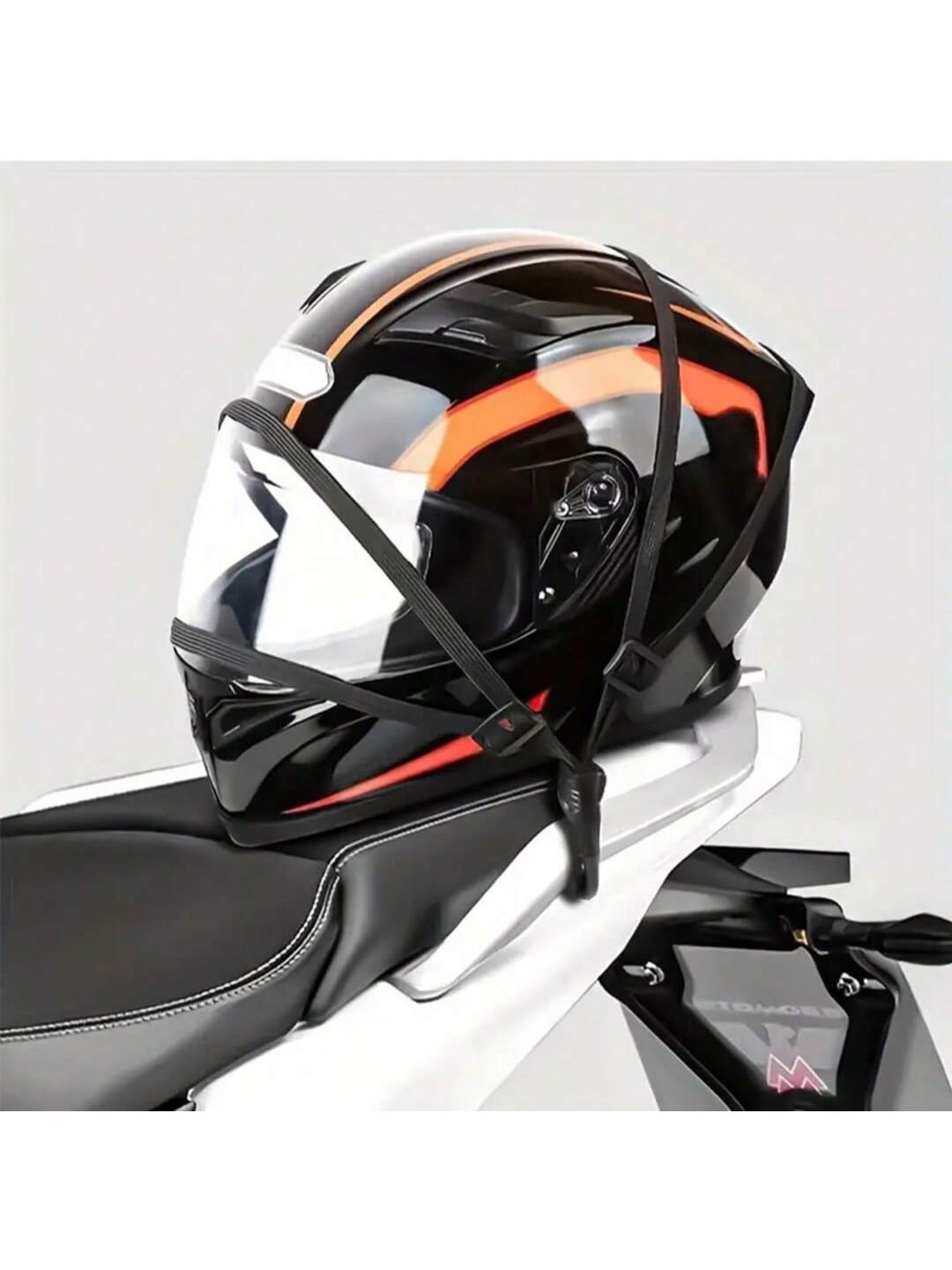 1pc Four-In-One Multifunctional High-Strength Rubber Elastic Bungee Cords With Hooks Stretchable Straps For Motorcycle Electric Bicycle Helmet Rear Box Seat Fixed Strap