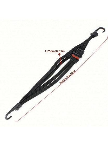 1pc Four-In-One Multifunctional High-Strength Rubber Elastic Bungee Cords With Hooks Stretchable Straps For Motorcycle Electric Bicycle Helmet Rear Box Seat Fixed Strap