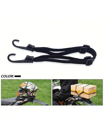 1pc Four-In-One Multifunctional High-Strength Rubber Elastic Bungee Cords With Hooks Stretchable Straps For Motorcycle Electric Bicycle Helmet Rear Box Seat Fixed Strap