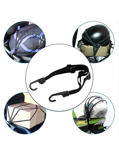 1pc Four-In-One Multifunctional High-Strength Rubber Elastic Bungee Cords With Hooks Stretchable Straps For Motorcycle Electric Bicycle Helmet Rear Box Seat Fixed Strap